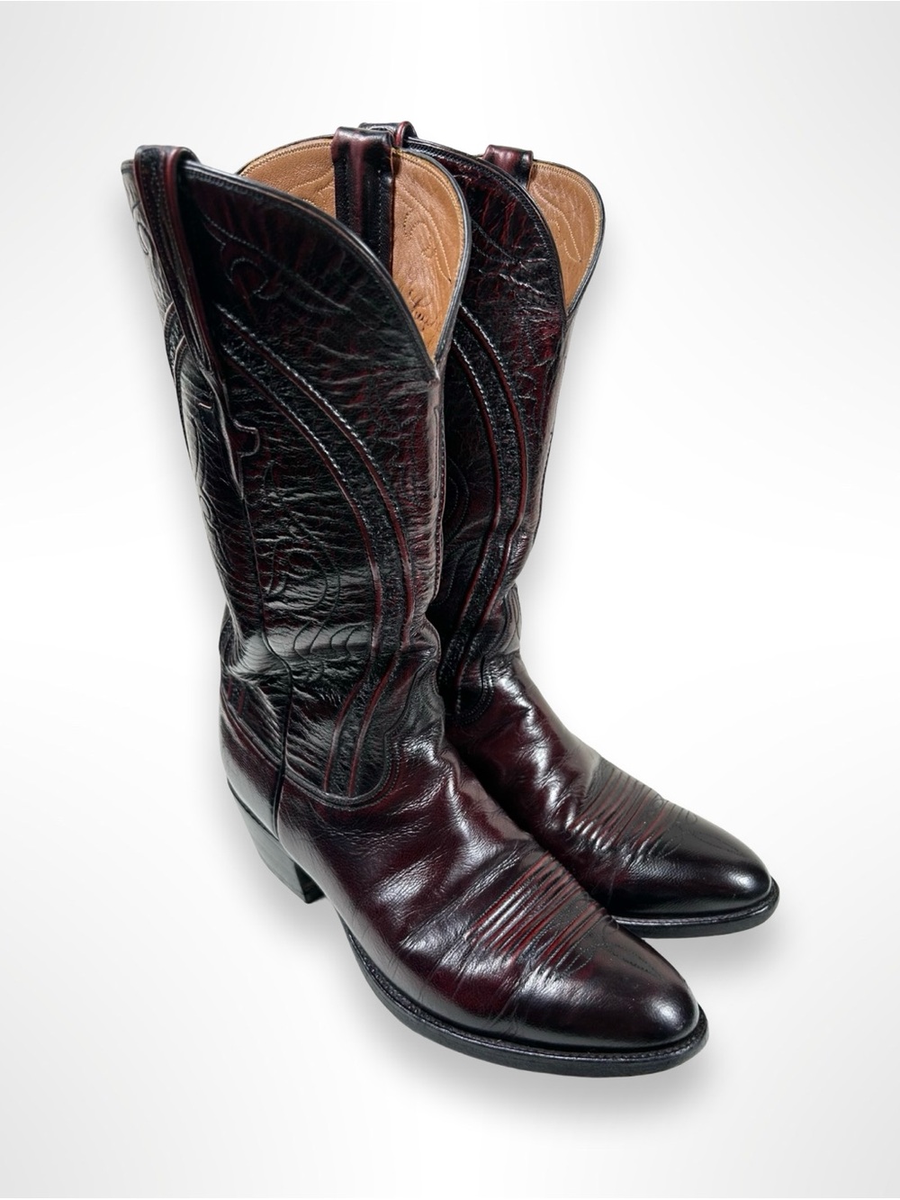 LUCCHESE vintage 90s black cherry western boots
